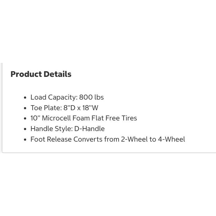 Convertible 2-4 Wheel Heavy Duty Hand Truck Dolly With 800 Lb Capacity Red/Silver