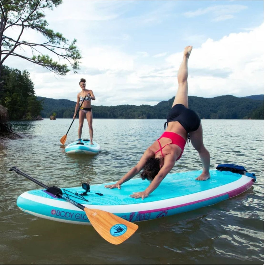 Body Glove Oasis Inflatable Paddle Board Package For Yoga & Fitness Includes Paddle Pump Leash Dry Bag Backpack & Repair Kit