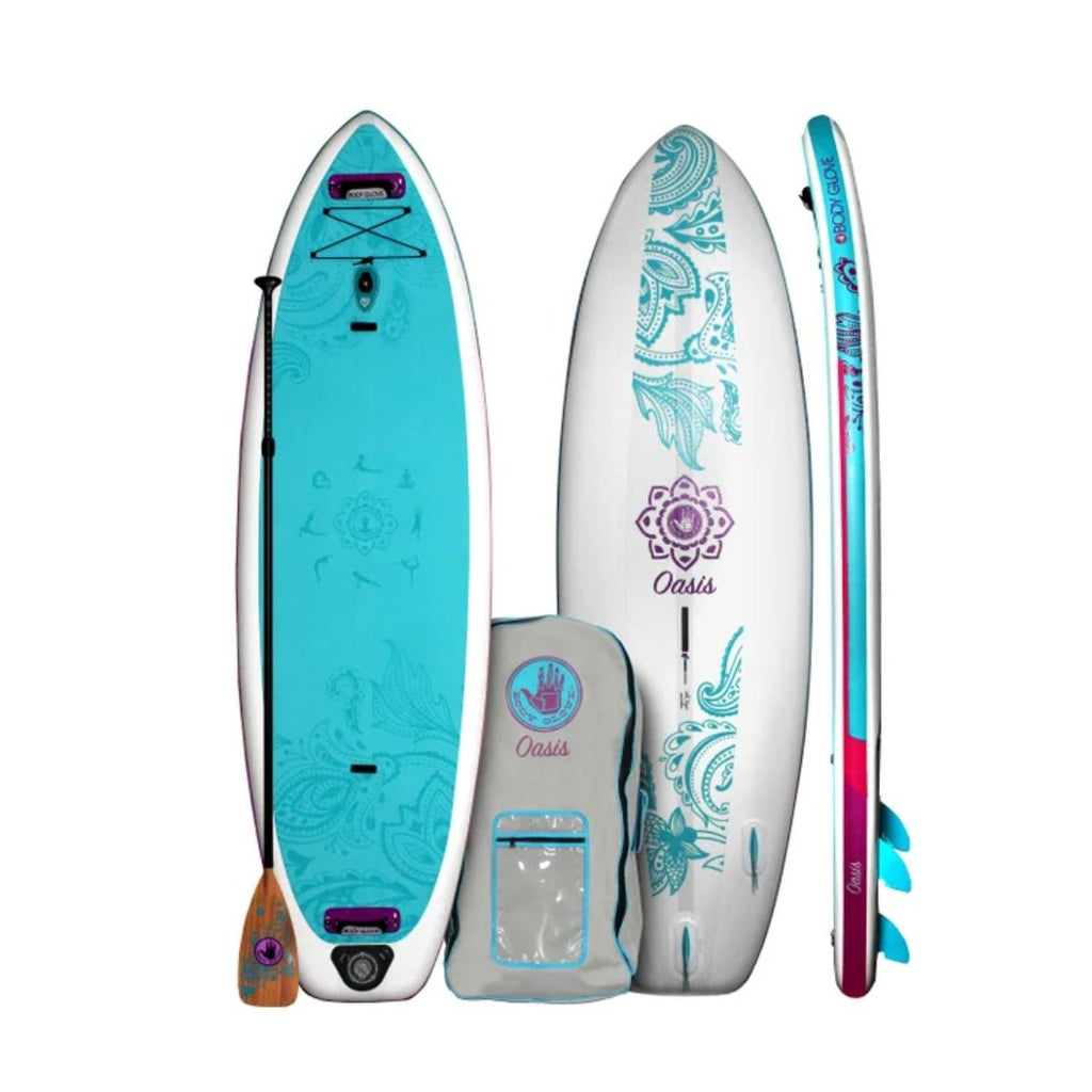 Body Glove Oasis Inflatable Paddle Board Package For Yoga & Fitness Includes Paddle Pump Leash Dry Bag Backpack & Repair Kit