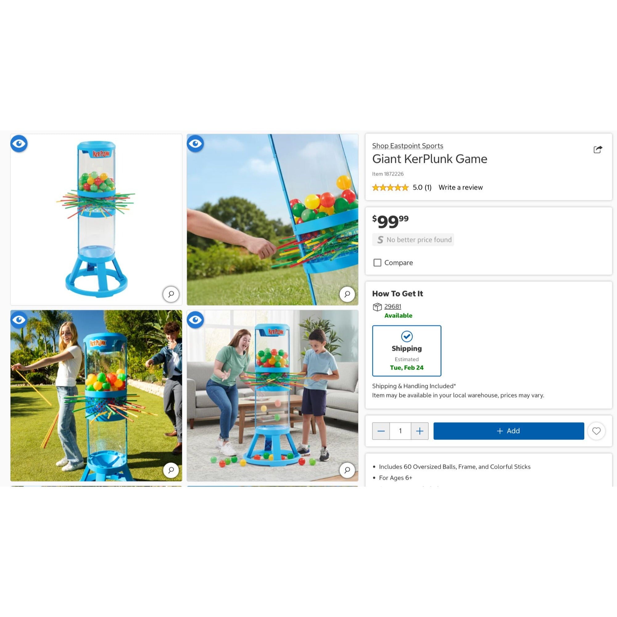 Giant KerPlunk Strategy Game Interactive Family Fun Outdoor Indoor Ball Drop Challenge