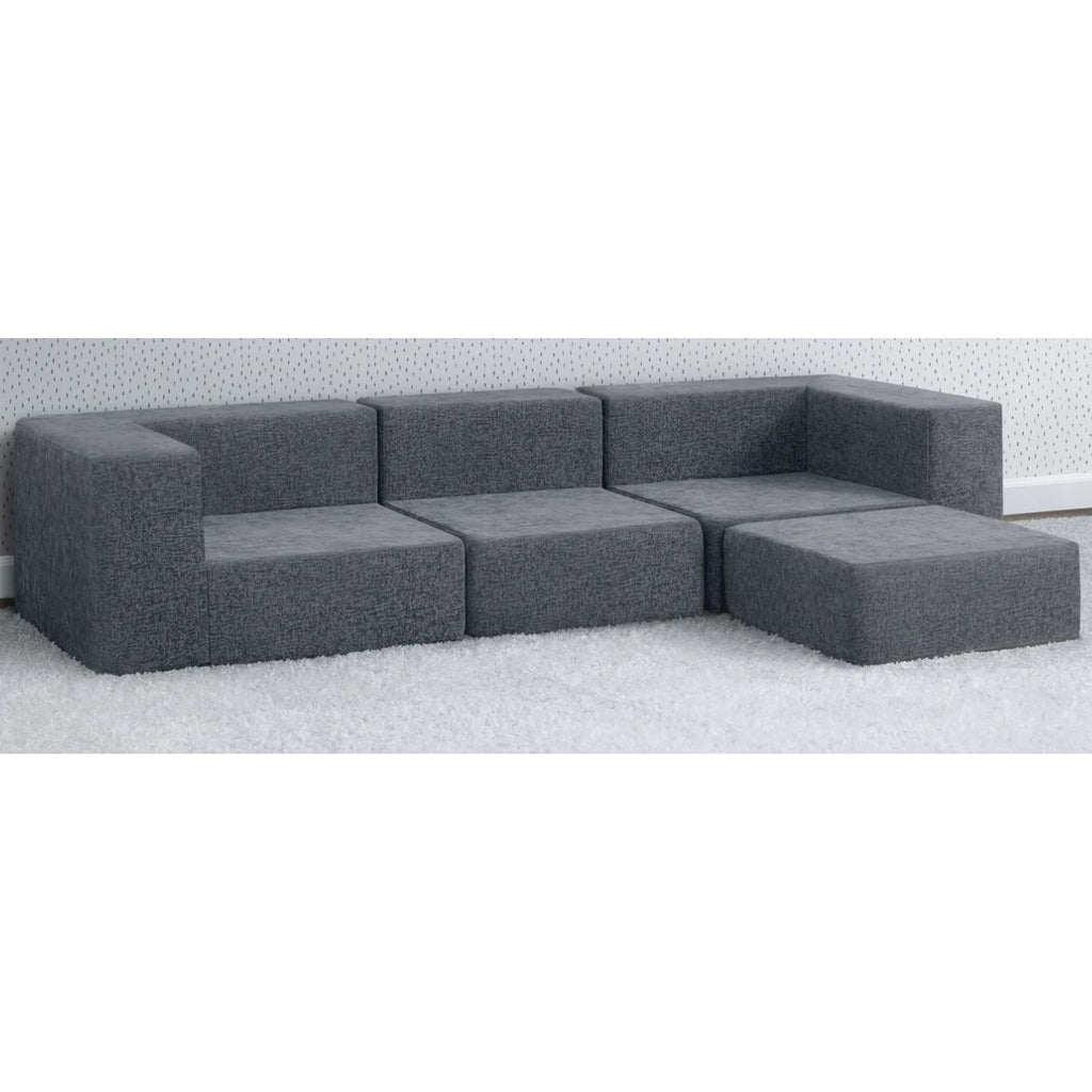 Delta Children Cozee 4-Piece Sectional Sofa Set With Washable Covers Endless Configurations For Ages 2 To 12+ Years Gray