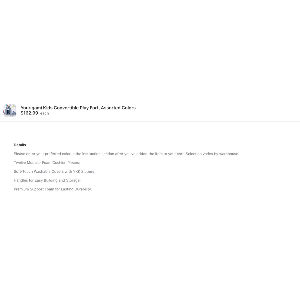 Yourigami Kids Convertible Modular Foam Play Fort & Couch Soft-Touch Washable Covers Handles Blue