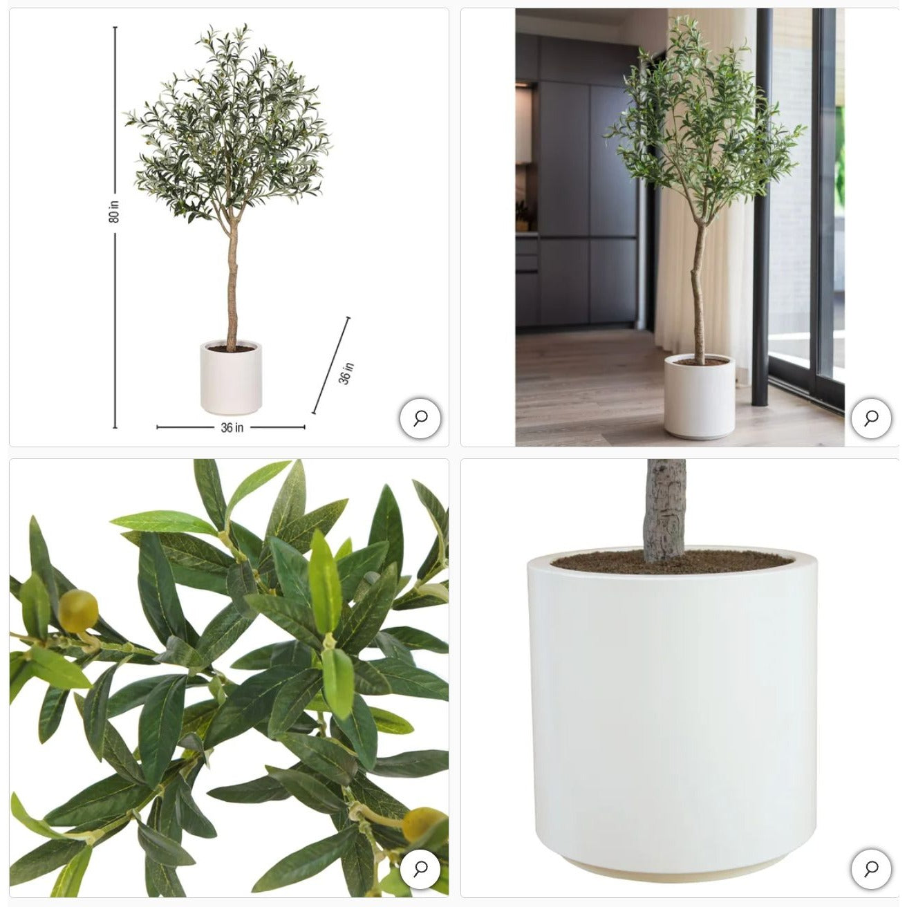 Faux 6.5 Olive Tree Realistic Artificial Indoor Decor With Modern Planter