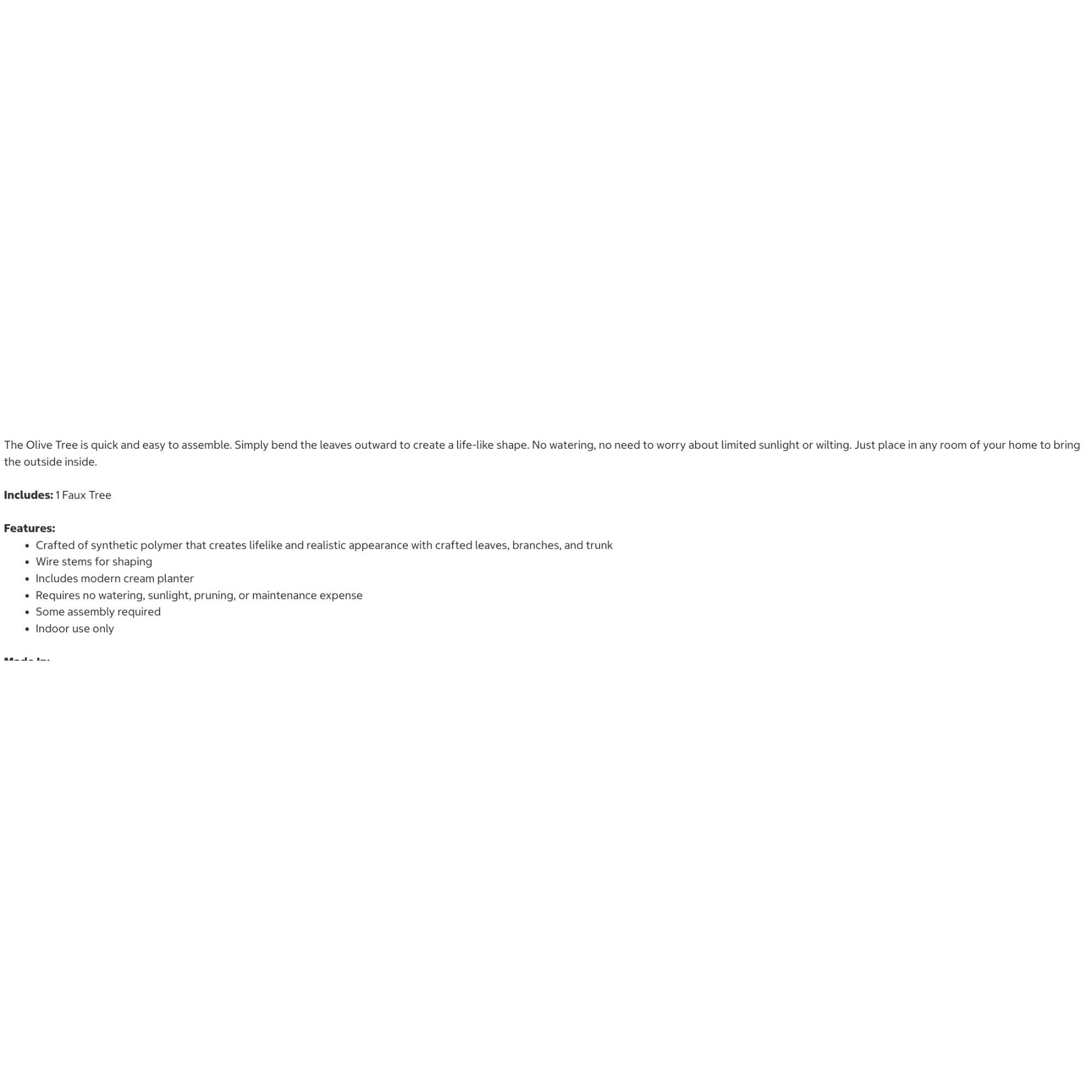 Faux 6.5 Olive Tree Realistic Artificial Indoor Decor With Modern Planter