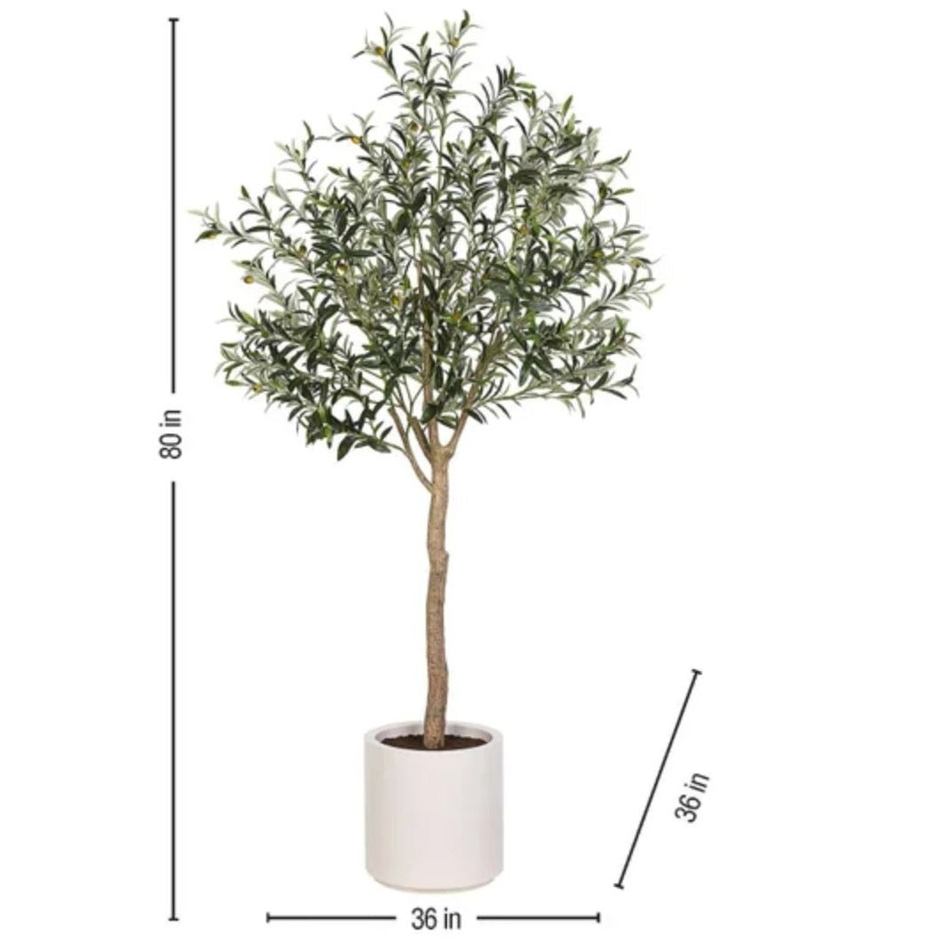 Faux 6.5 Olive Tree Realistic Artificial Indoor Decor With Modern Planter