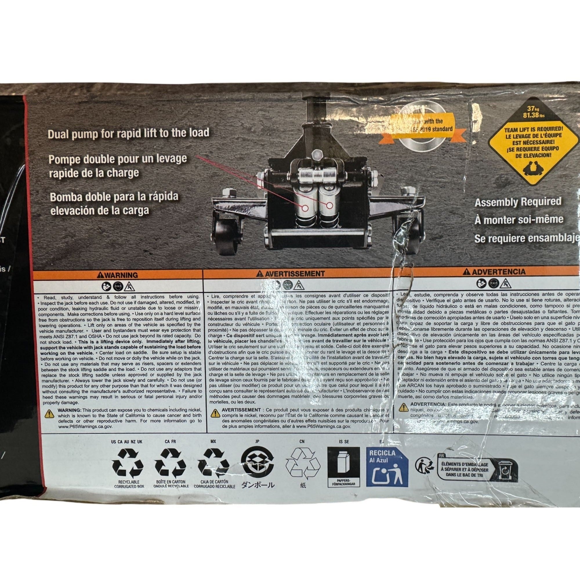 Arcan XLS3000B 3-Ton Professional Steel Floor Jack Low Profile Heavy-Duty Safety Valve Dual Pump Black