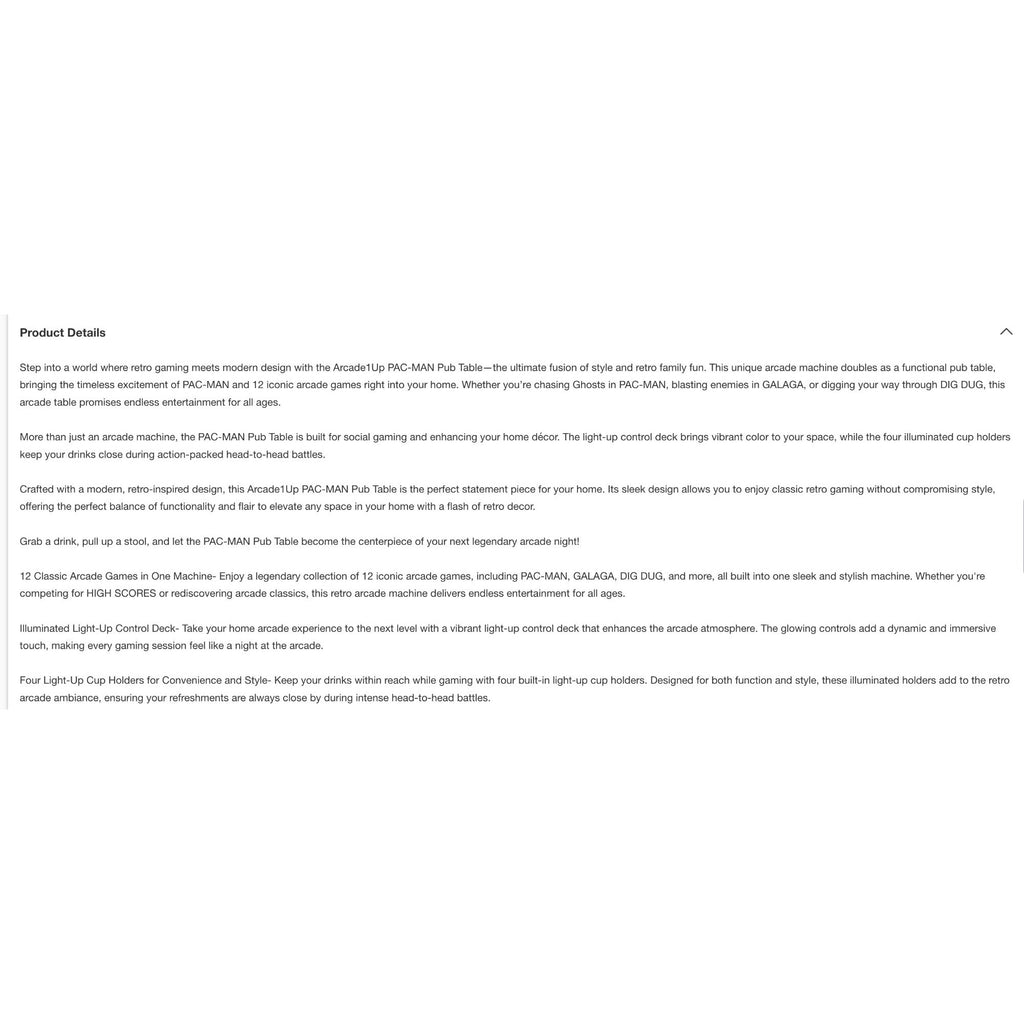 Arcade1Up PAC-MAN Pub Table Arcade Machine New In Box Sealed With 12 Games & LED Cupholders