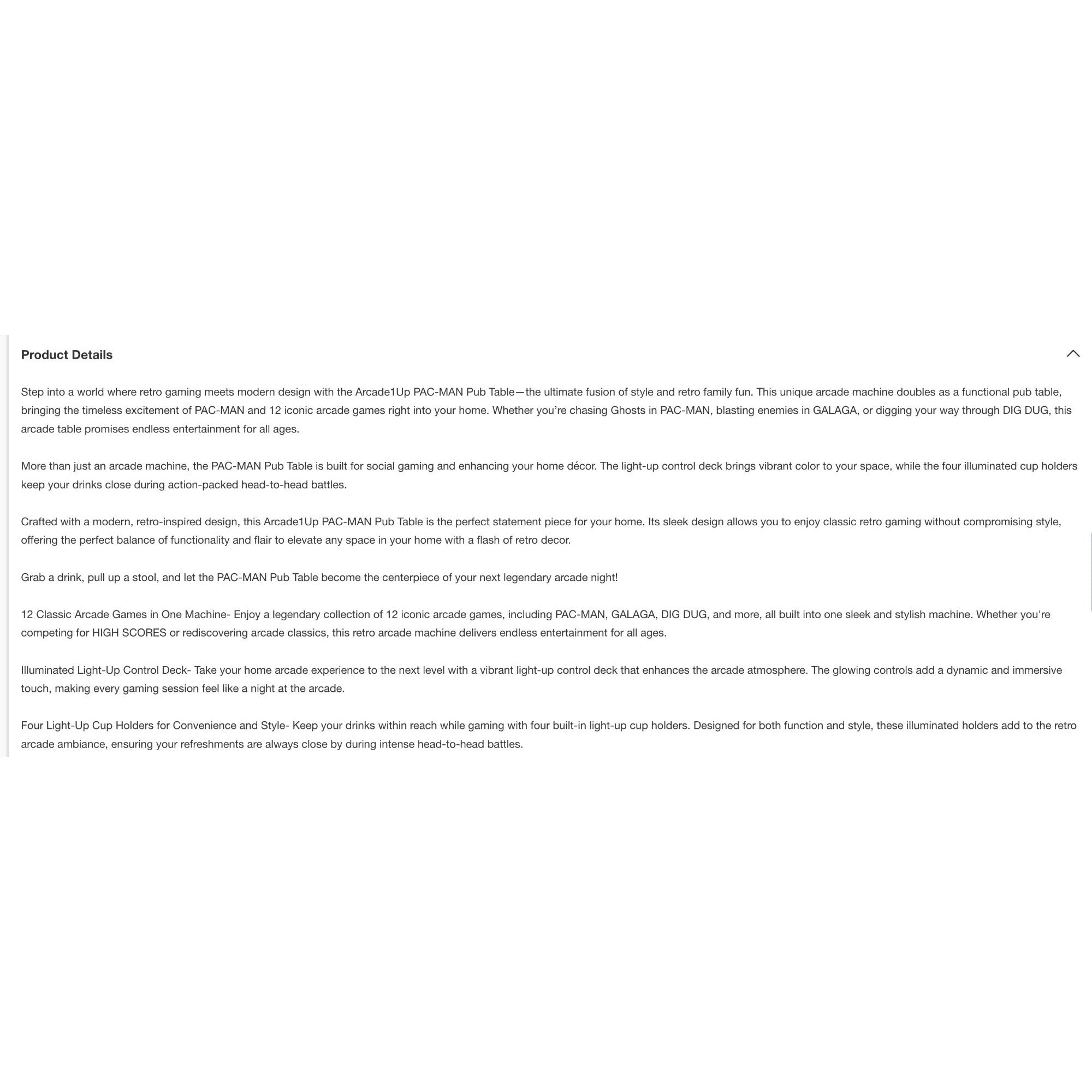 Arcade1Up PAC-MAN Pub Table Arcade Machine New In Box Sealed With 12 Games & LED Cupholders