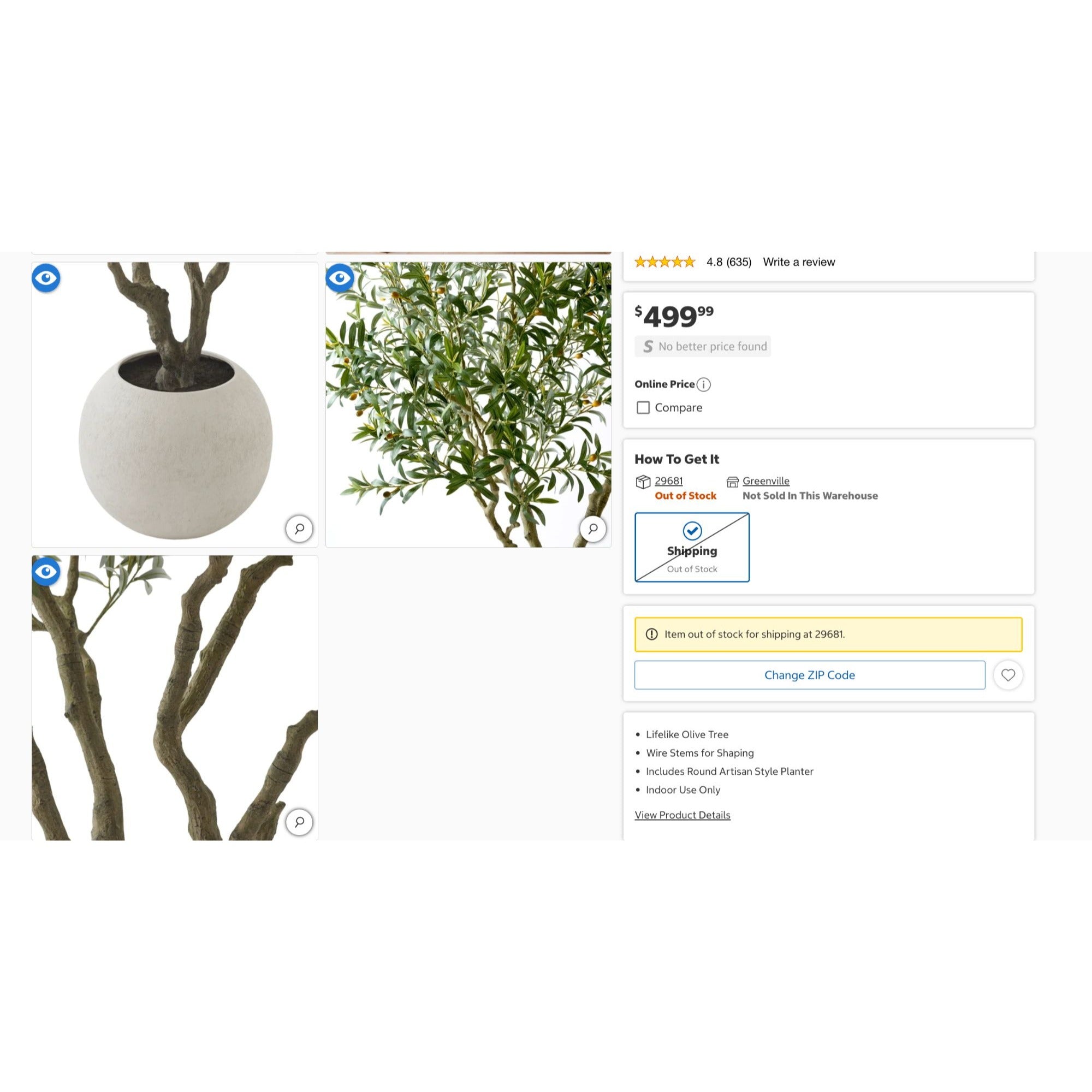 Faux 8 Olive Tree With Hand-Painted Trunk & Branches In Artisan-Style Planter