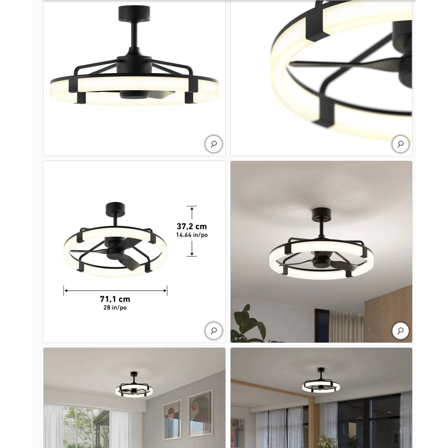 Artika Sunnyvale 28" Ceiling Fan With Integrated Dimmable LED Light & Remote Control Black Finish