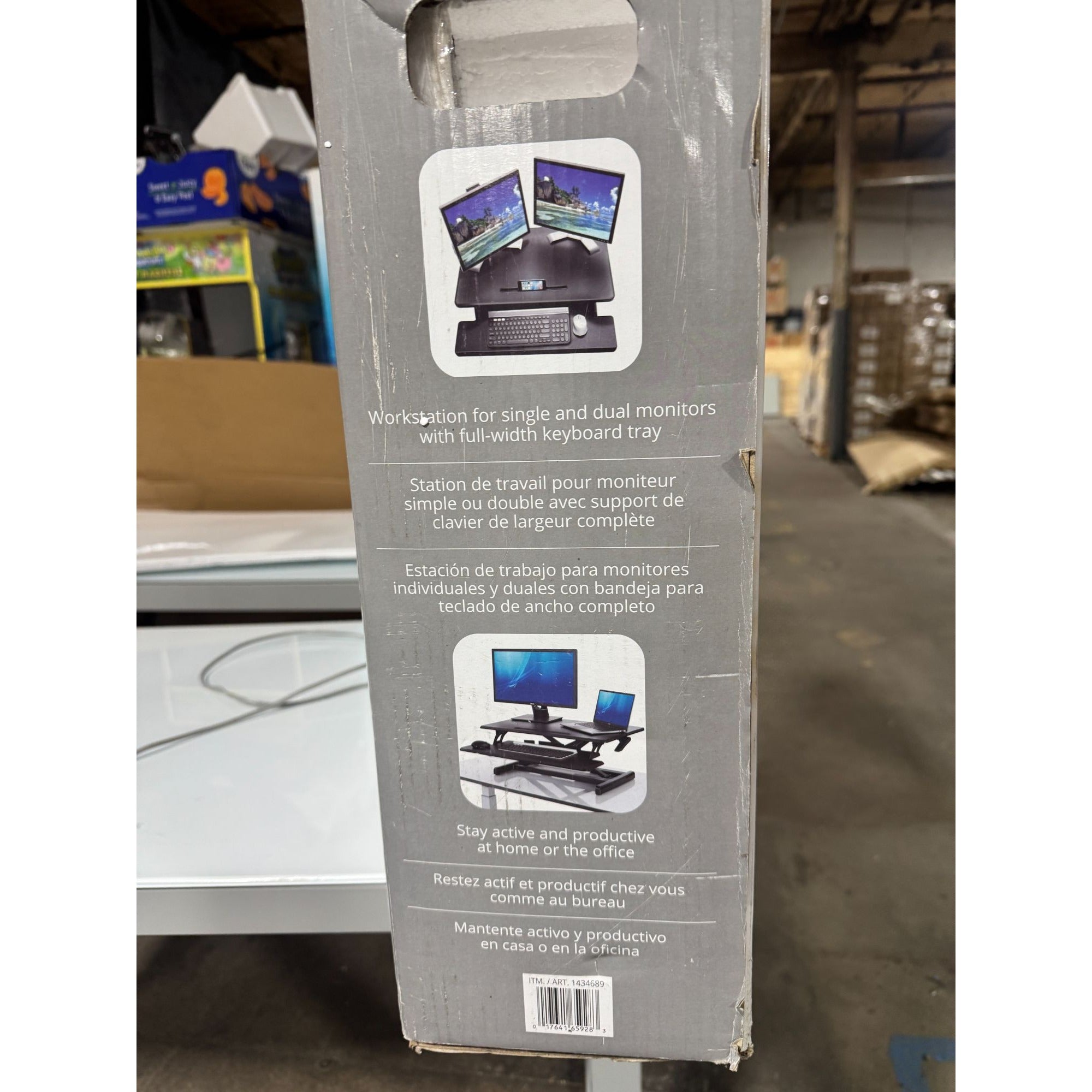 Seville Classics Airlift Sit-To-Stand Pneumatic Desk Riser Adjustable Height 23.8" x 31.5" Full-Width Keyboard Tray