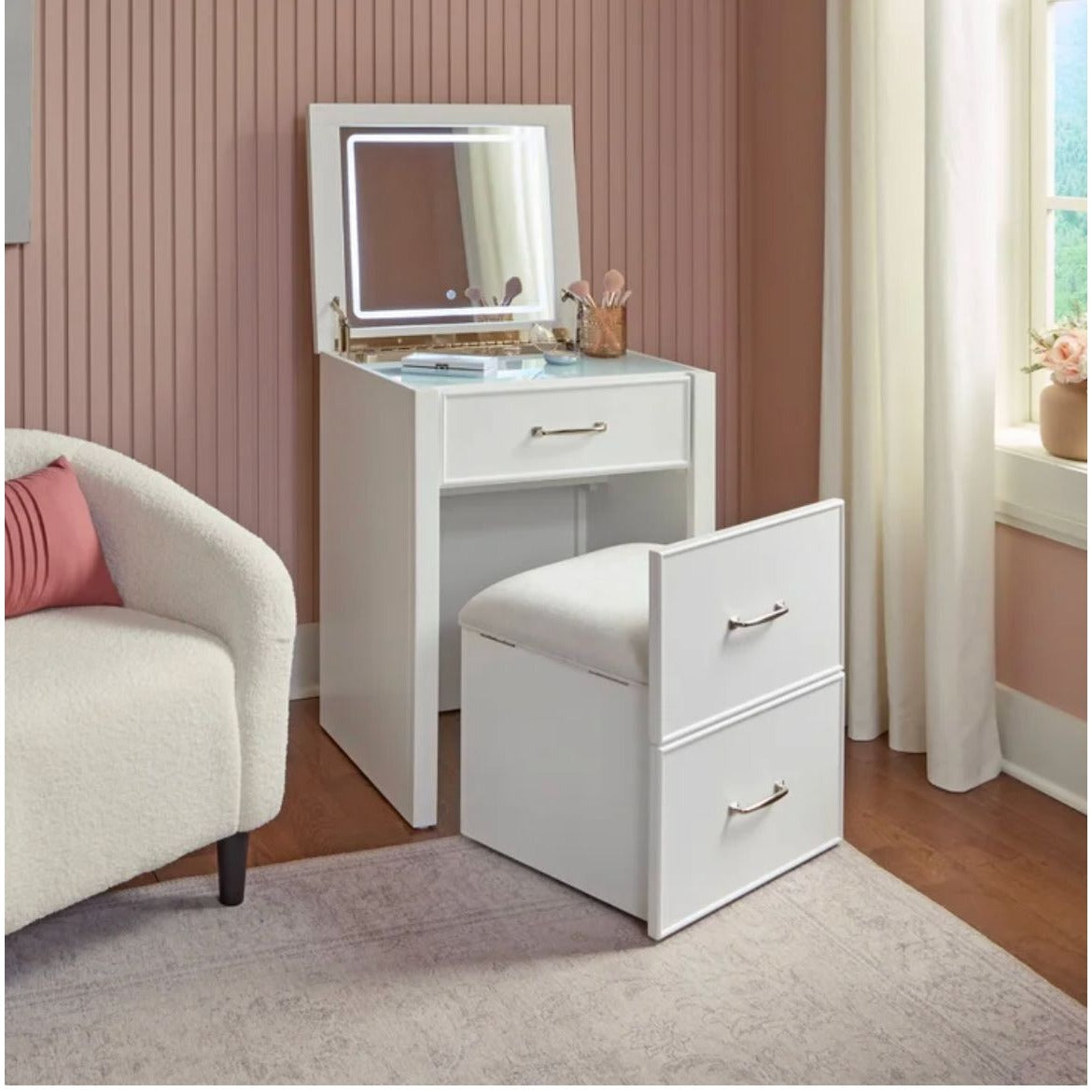 Odessa Lift-top Vanity with LED Lighted Mirror