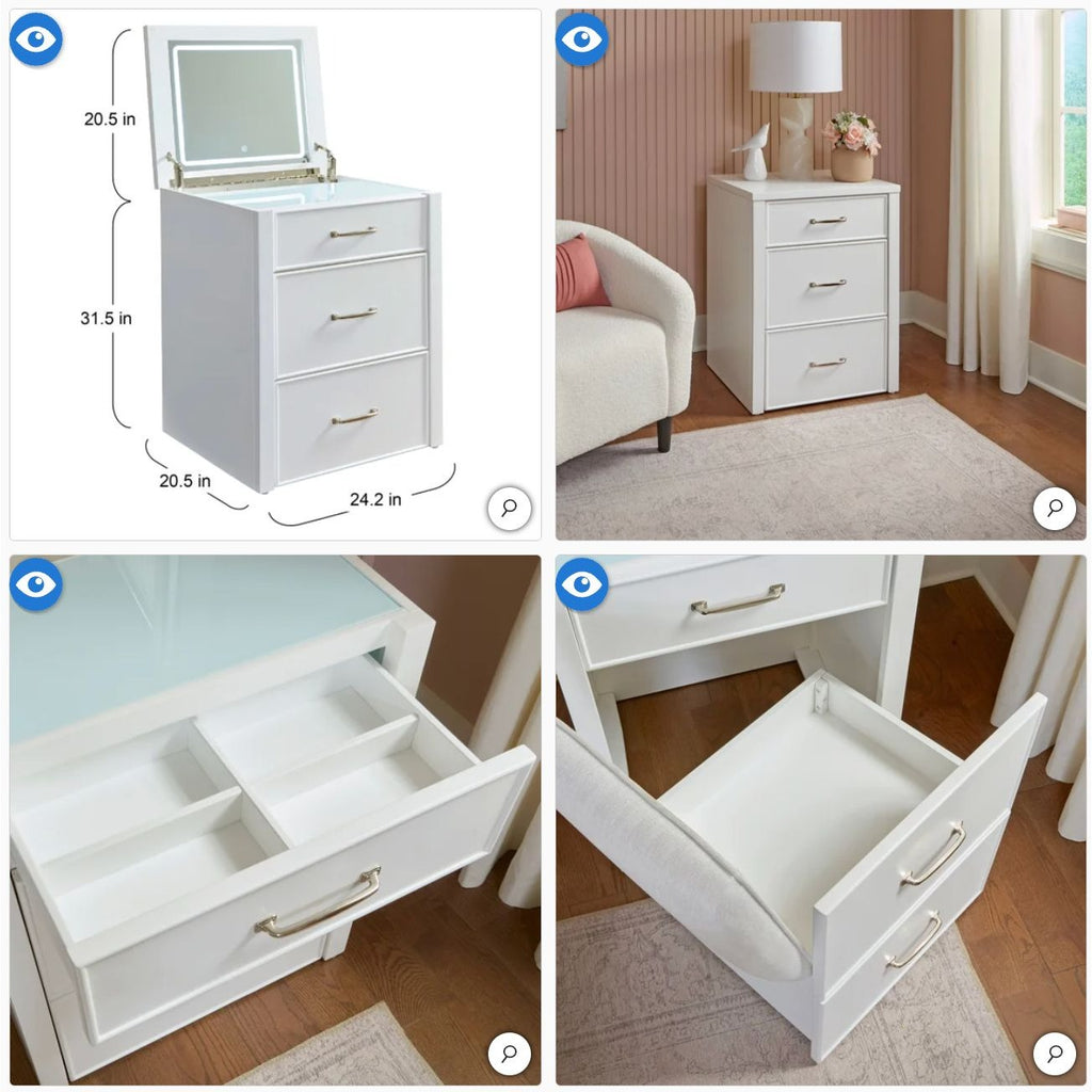 Odessa Lift-top Vanity with LED Lighted Mirror