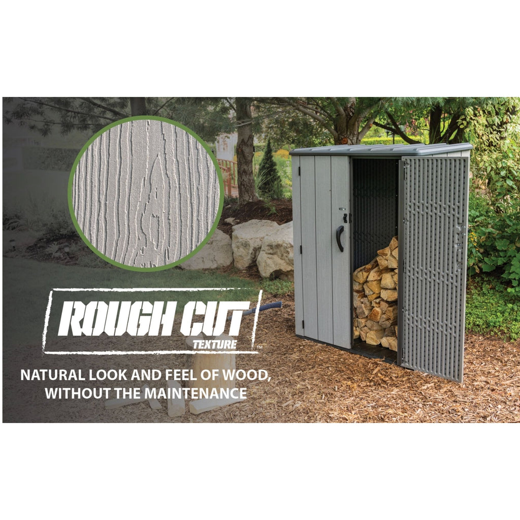 Lifetime Vertical Outdoor Storage Shed - 56" x 30" x 68" Weather-Resistant Resin Lockable Doors Gray