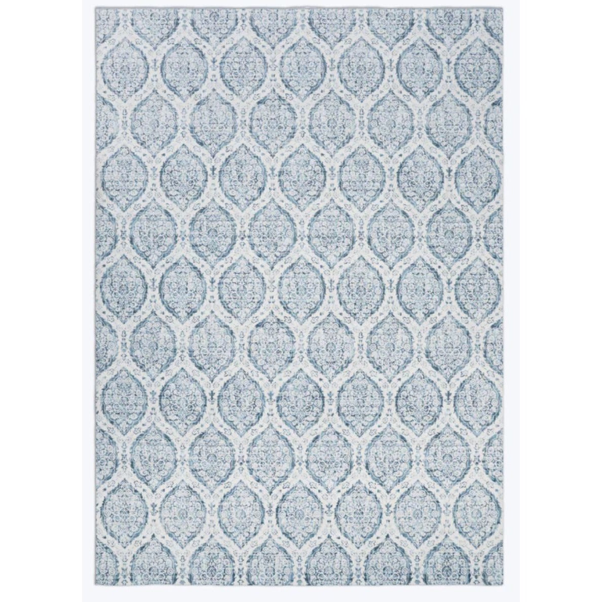 Alisha Aqua Dream Mink Printed Chenille 6'6" x 9'6" Washable Rug With Ornate Design For Stylish And Practical Home Décor