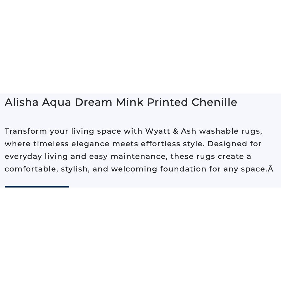 Alisha Aqua Dream Mink Printed Chenille 6'6" x 9'6" Washable Rug With Ornate Design For Stylish And Practical Home Décor
