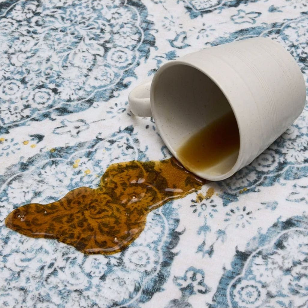 Alisha Aqua Dream Mink Printed Chenille 6'6" x 9'6" Washable Rug With Ornate Design For Stylish And Practical Home Décor