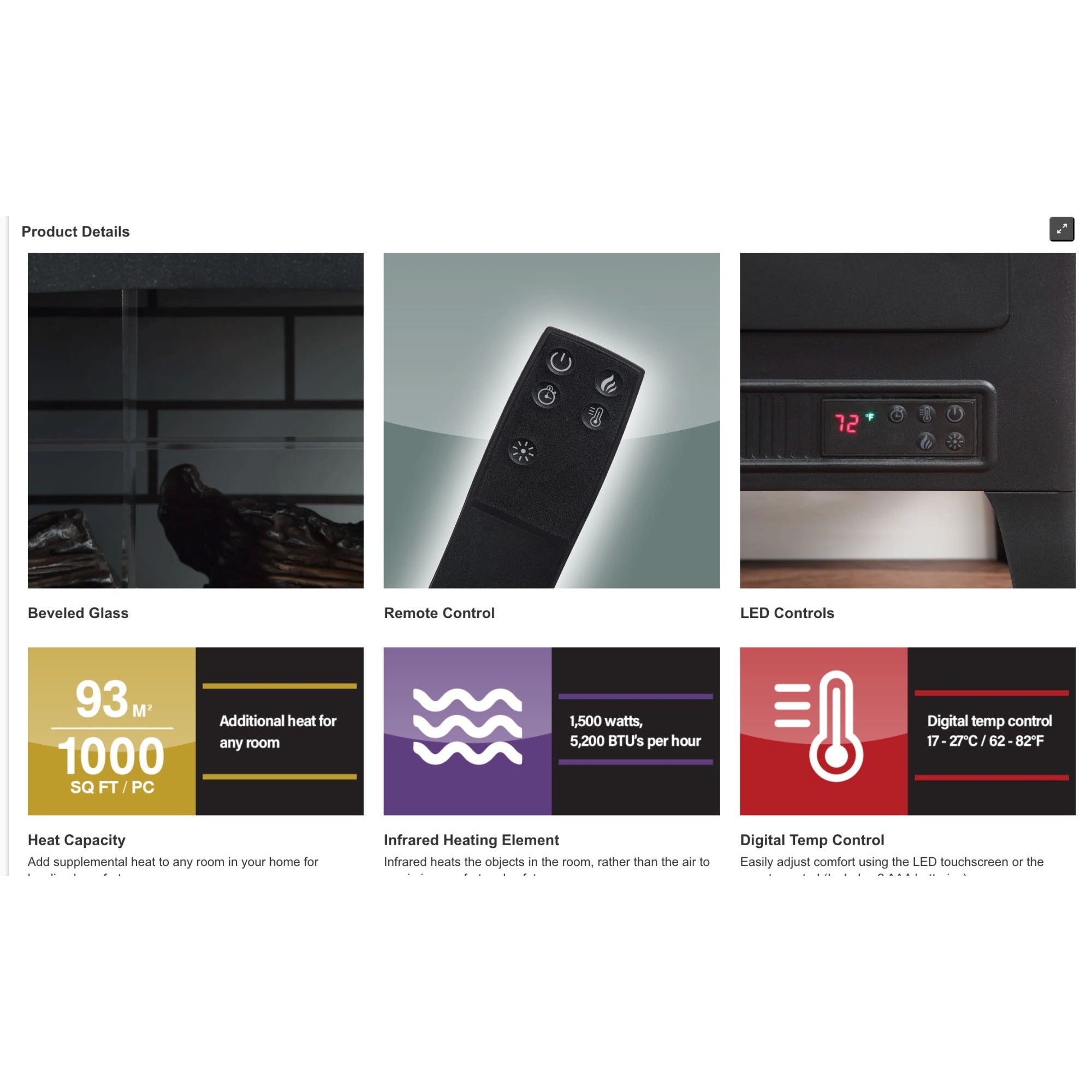 Black Electric Fireplace Stove With Realistic Flame Effect And Cozy Warmth