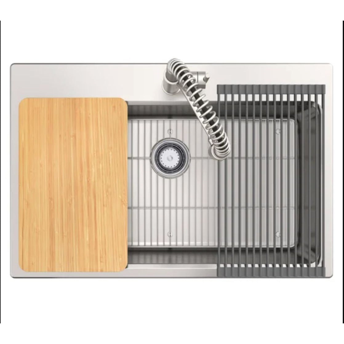 Kohler Provo 33" Dual Mount Single-Bowl Workstation Kitchen Sink Kit Stainless Steel