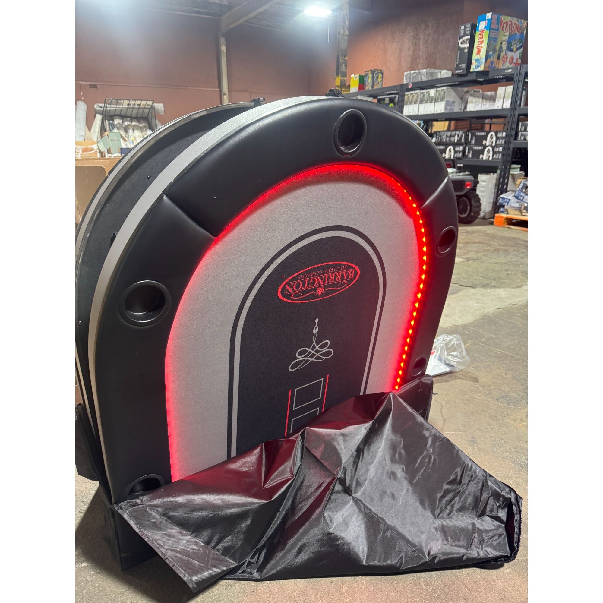 Barrington 10-Player Poker Table With LED Lights Interchangeable Game Surfaces & Carrying Case