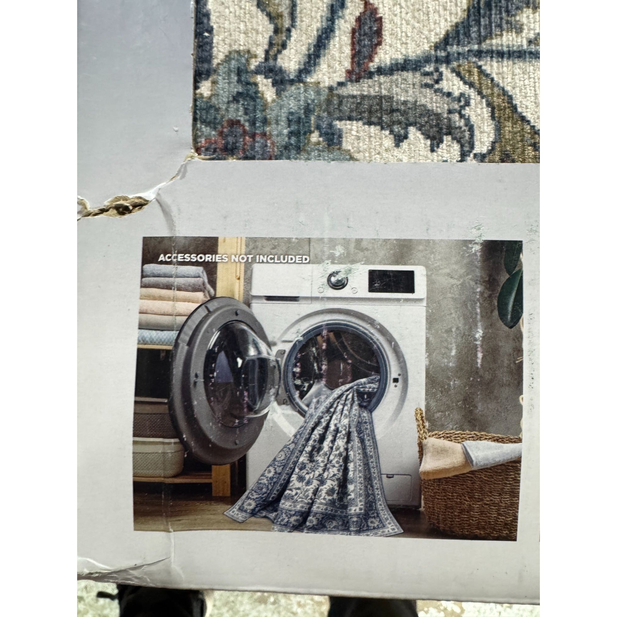 Machine Washable Wyatt & Ash Area Rug 5ft 3in X 7ft 5in Wrinkle-Resistant Built-In Pad Floral Design