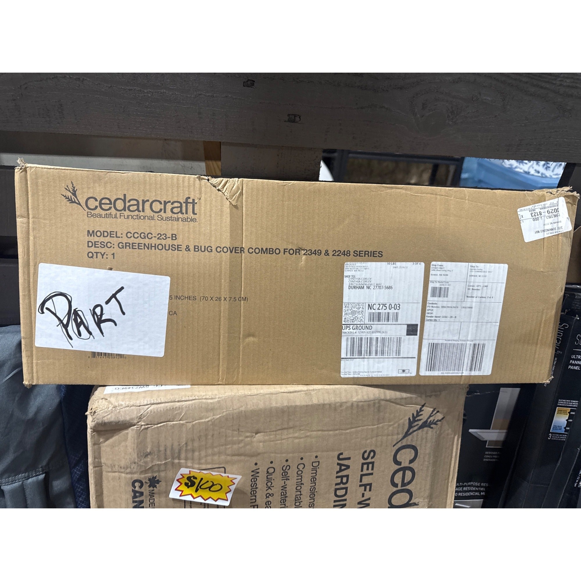 Cedarcraft Self-Watering Cedar Planter With Greenhouse & Bug Cover Combo For Gardening