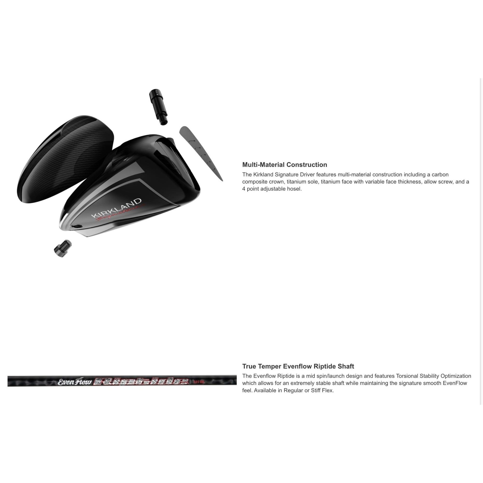 Kirkland Signature Adjustable Right Handed Golf Driver With Graphite Shaft & Headcover
