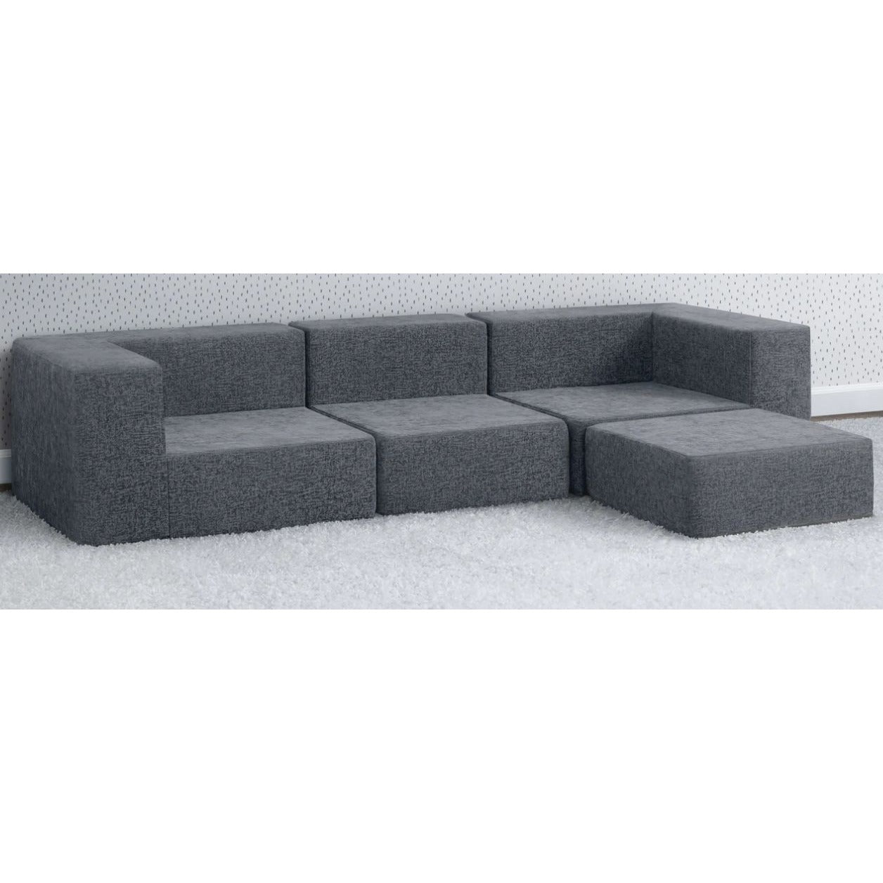 Delta Children Cozee 4-Piece Sectional Sofa Set With Washable Covers Endless Configurations For Ages 2 To 12+ Years Gray