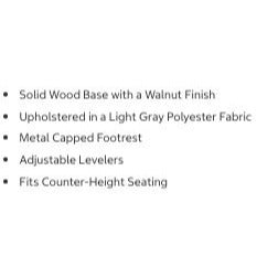 Benny Counter Stool 2-Pack With Gray Upholstered Seats & Walnut Wood Base