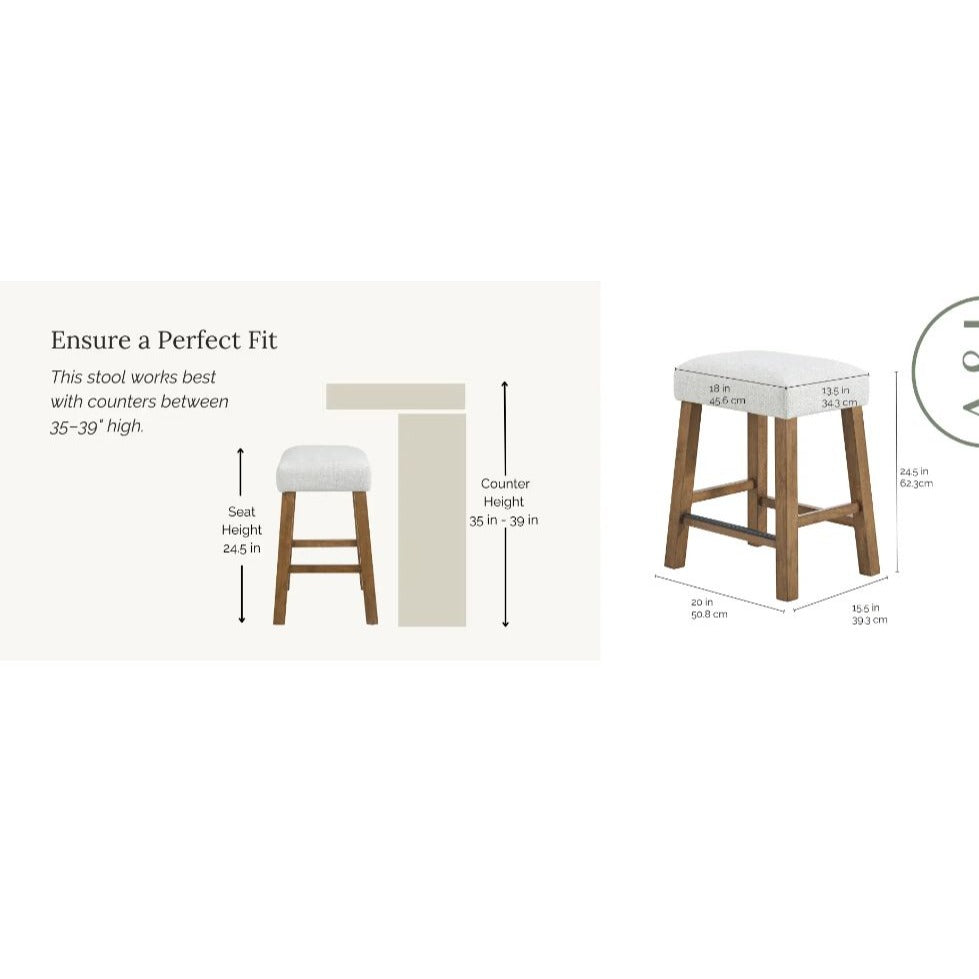 Benny Counter Stool 2-Pack With Gray Upholstered Seats & Walnut Wood Base