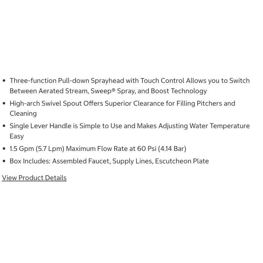 Kohler Guild Stainless Steel Pull-Down Kitchen Faucet W/ 3-Function Sprayhead & Lever Handle