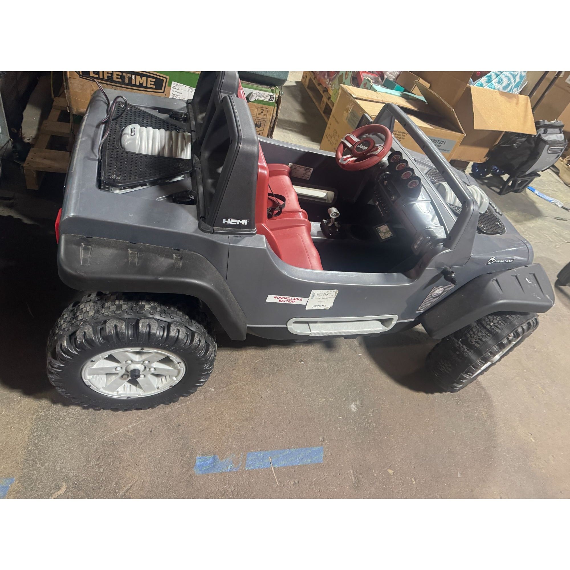 Fisher Price Power Wheels Jeep Hurricane Extreme 12V Ride-On Vehicle Gray And Red